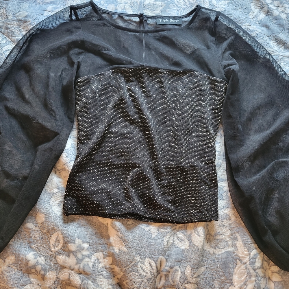 Sheer long sleeve top